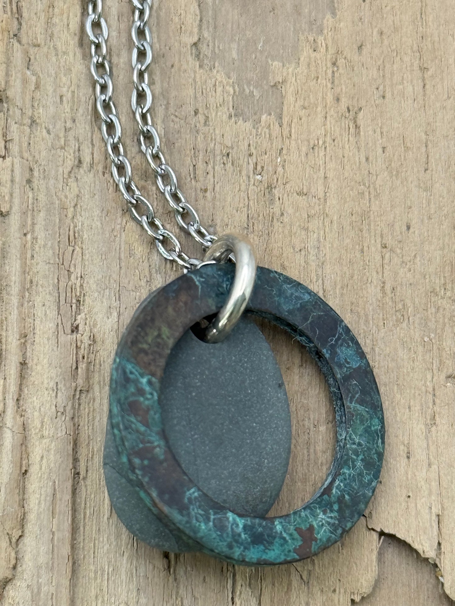 Beach Stone & Copper Pendant