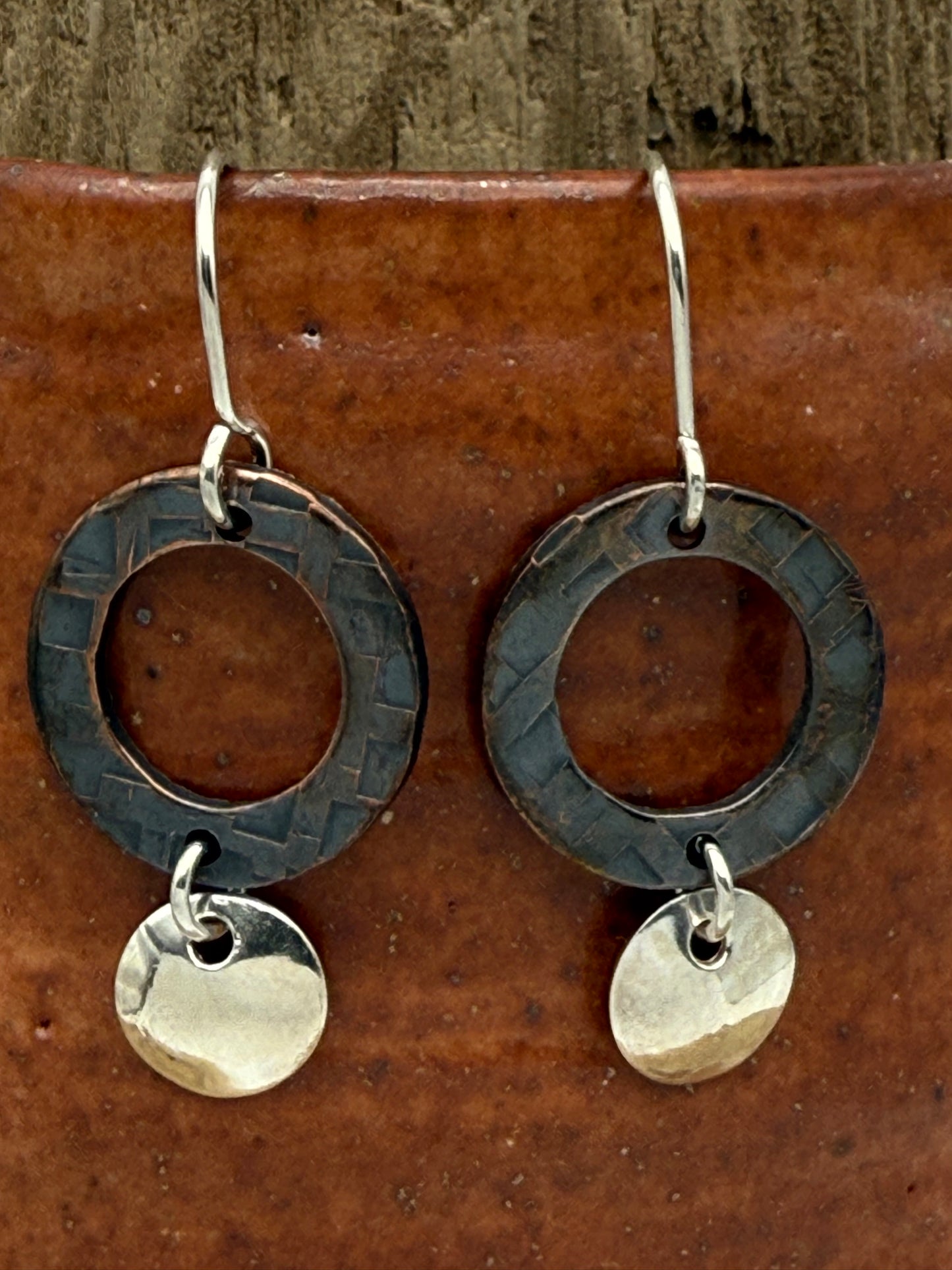 Copper Washers with Silver Accents Earrings