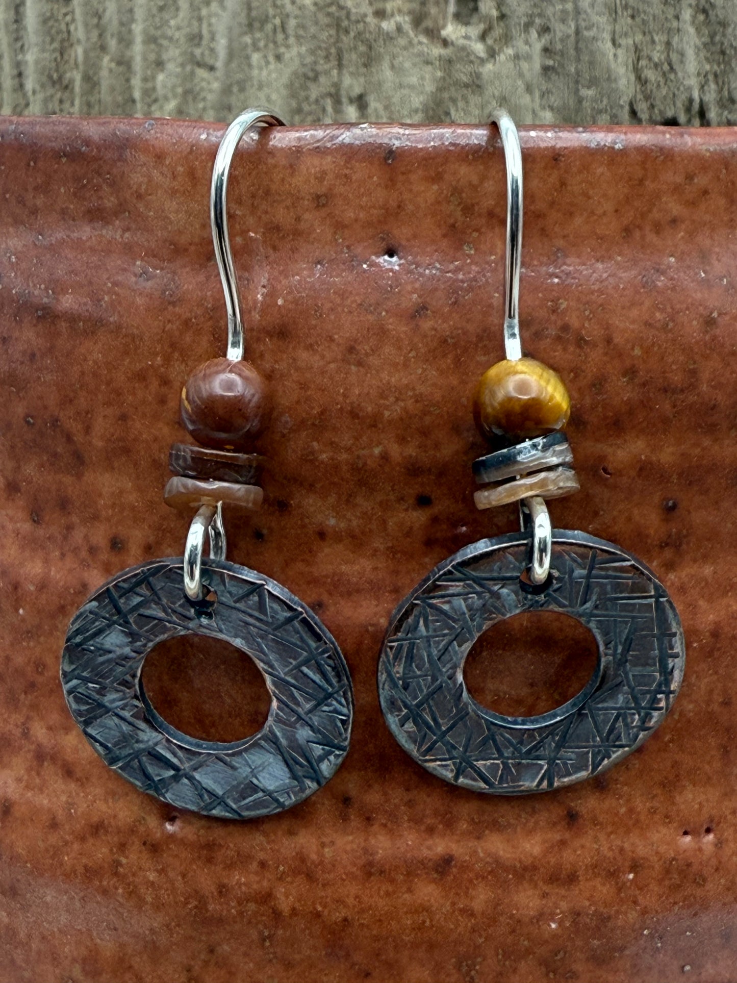 Copper Washer Earrings with Beads