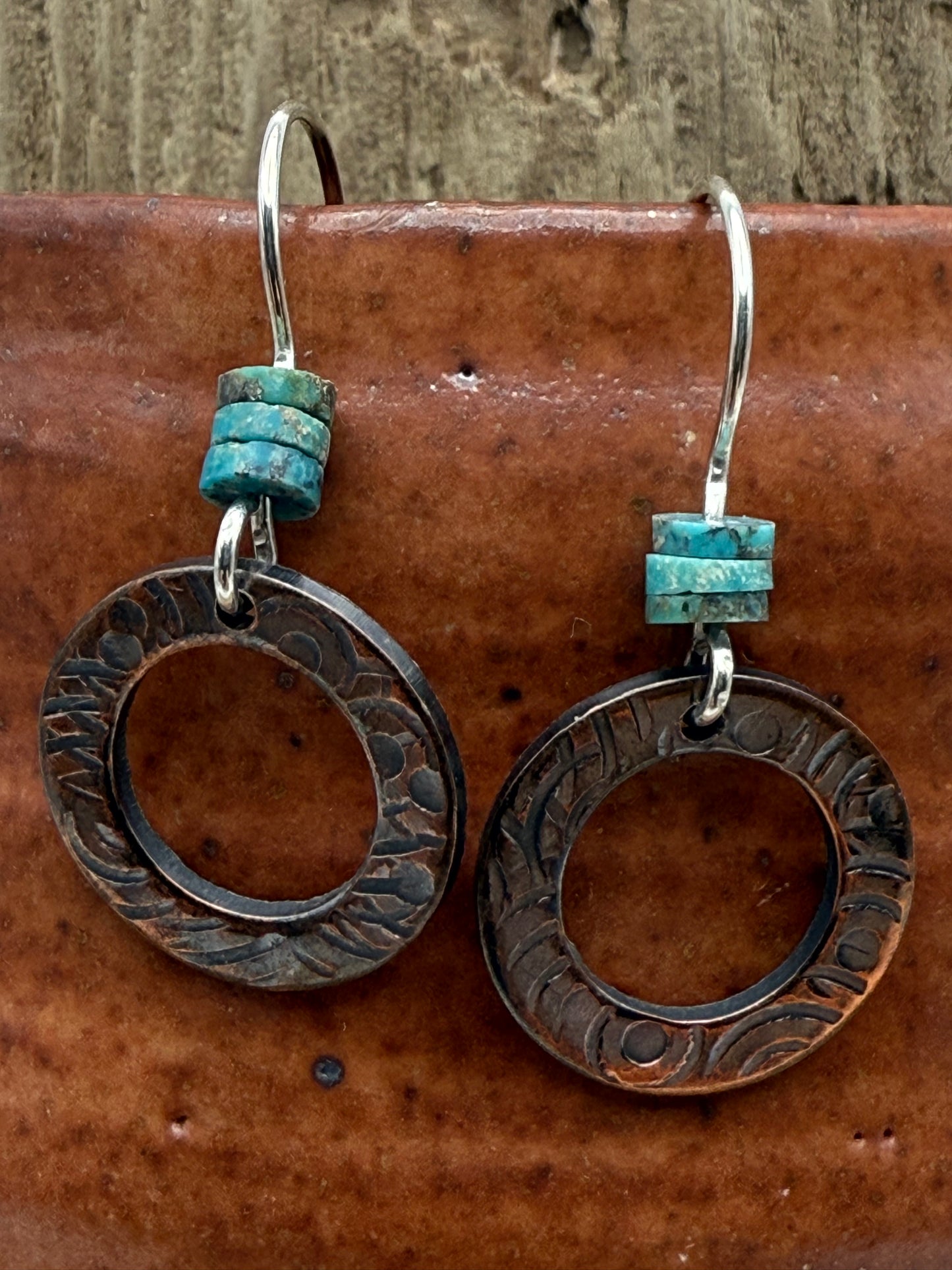 Copper Washer Earrings with Beads