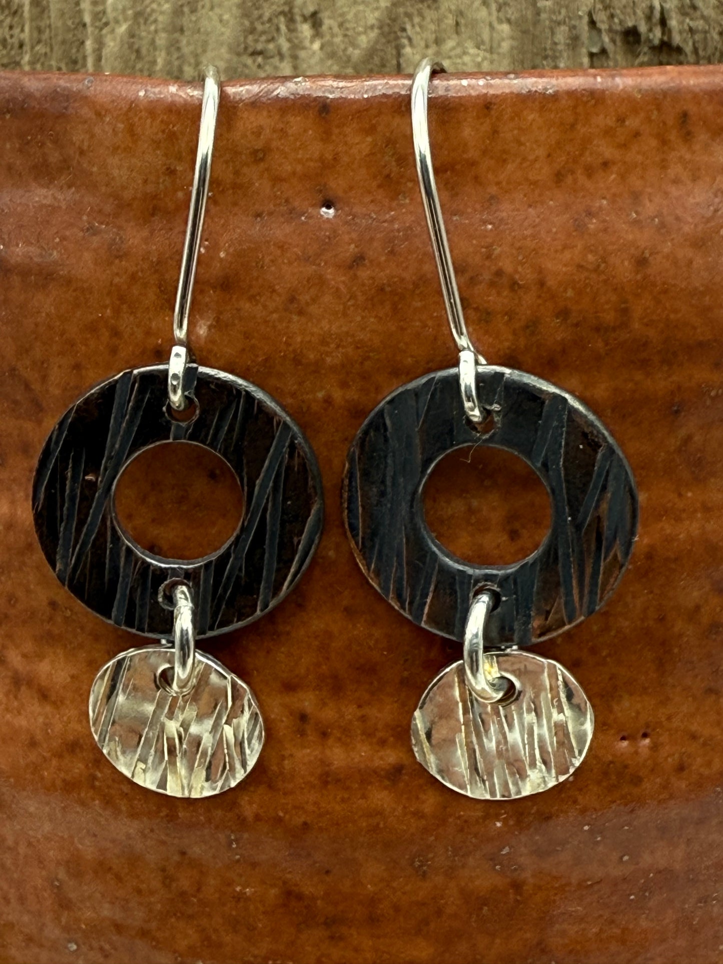 Copper Washers with Silver Accents Earrings