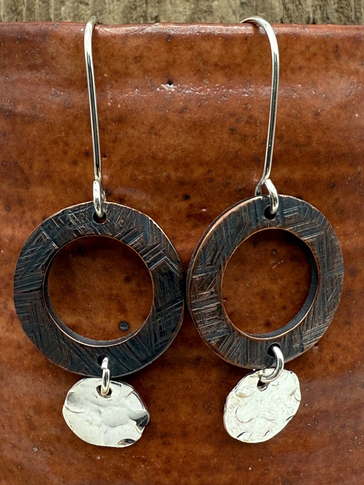 Copper Washers with Silver Accents Earrings
