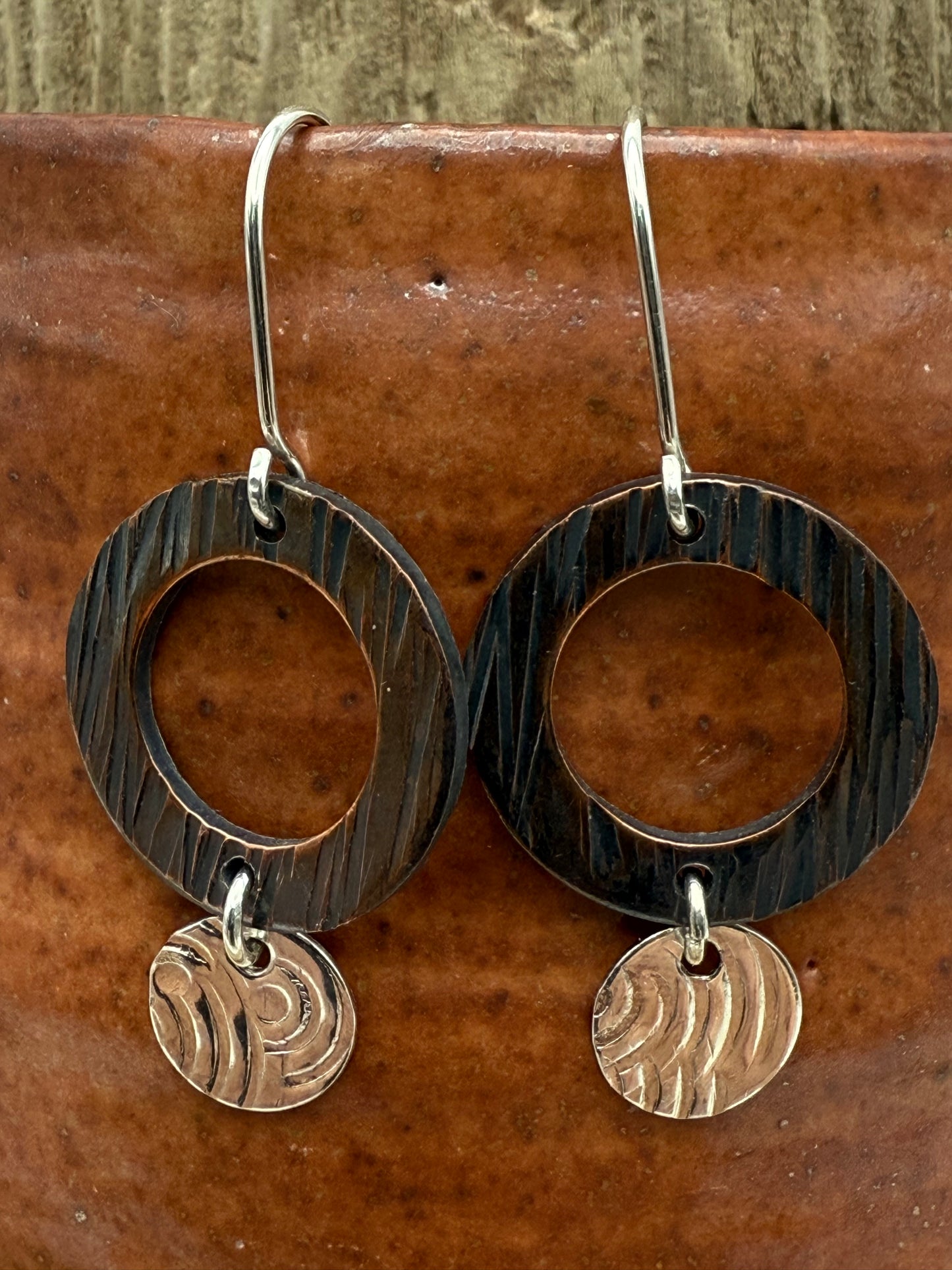Copper Washers with Silver Accents Earrings