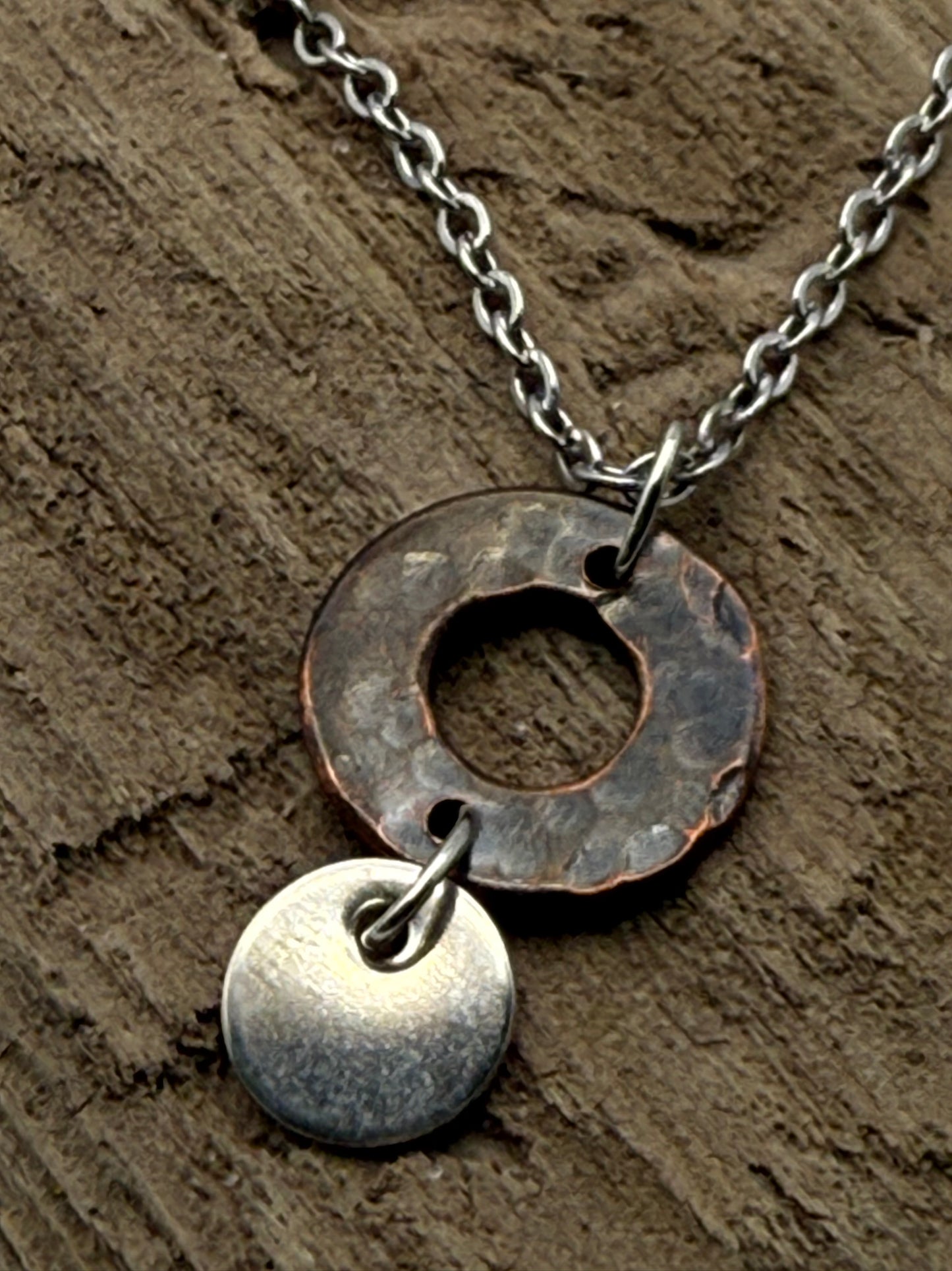 Copper Washer & SS Disc Necklace