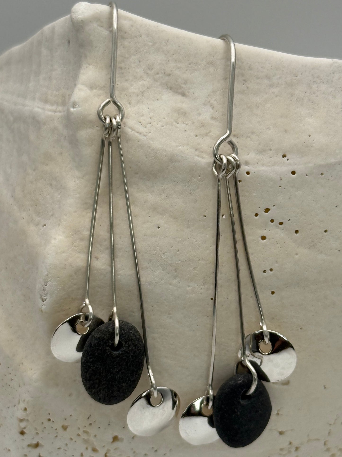 Sterling Silver Beach Stone Earrings