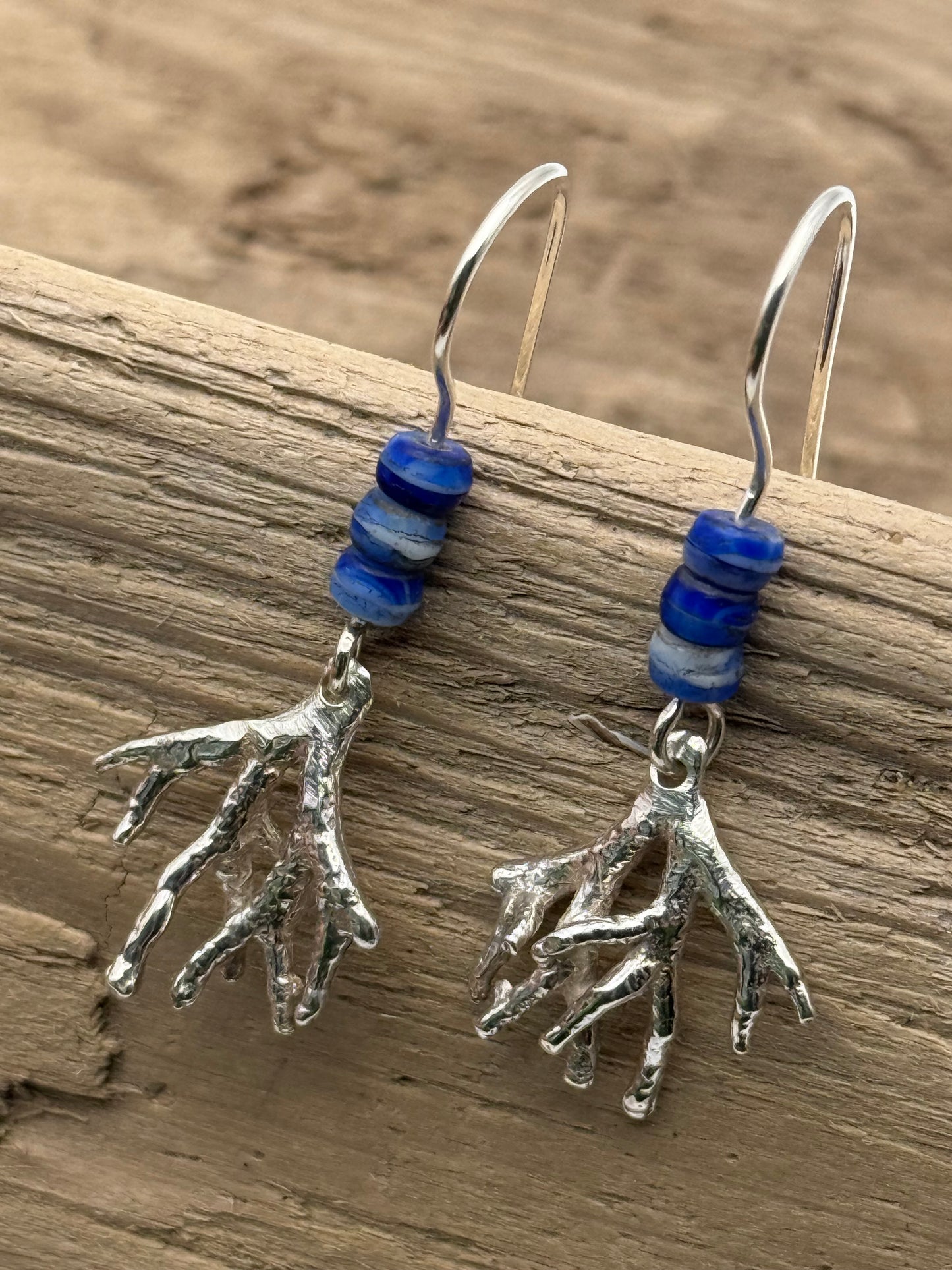 Sterling Silver Branch Coral Earrings