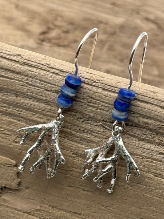 Sterling Silver Branch Coral Earrings