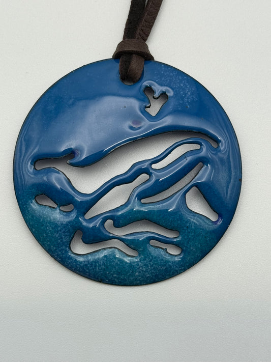 Enameled Whale Pendant