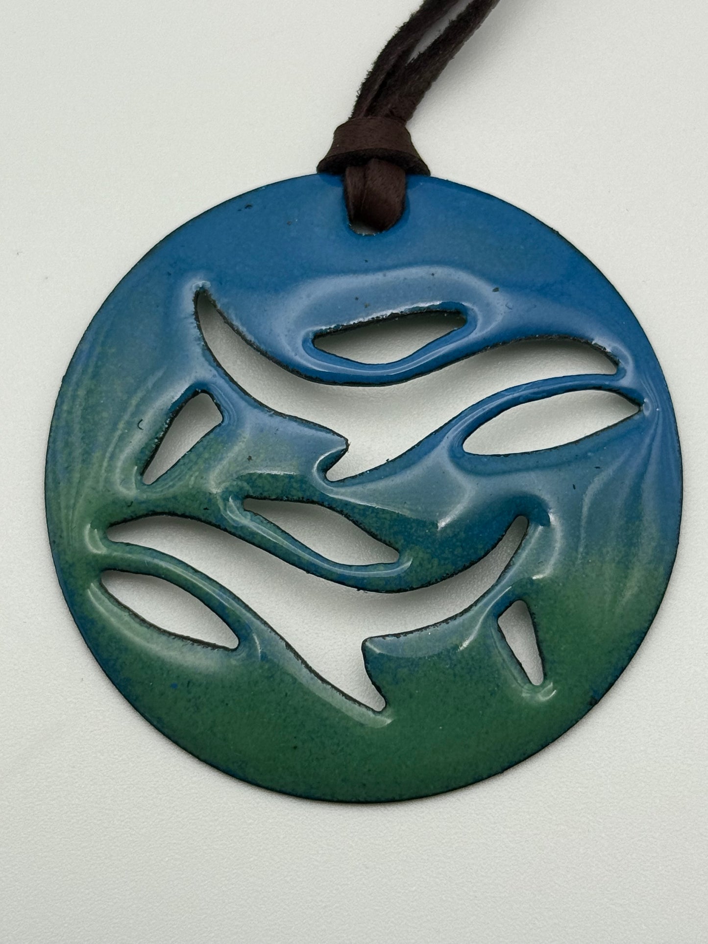 Enameled Twin Fish Pendant