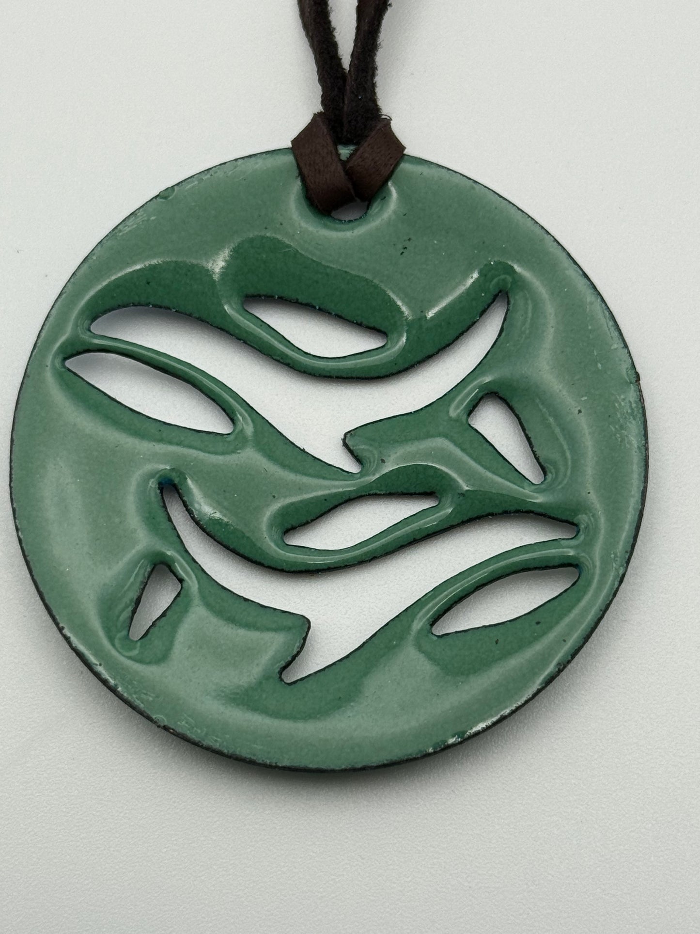 Enameled Twin Fish Pendant