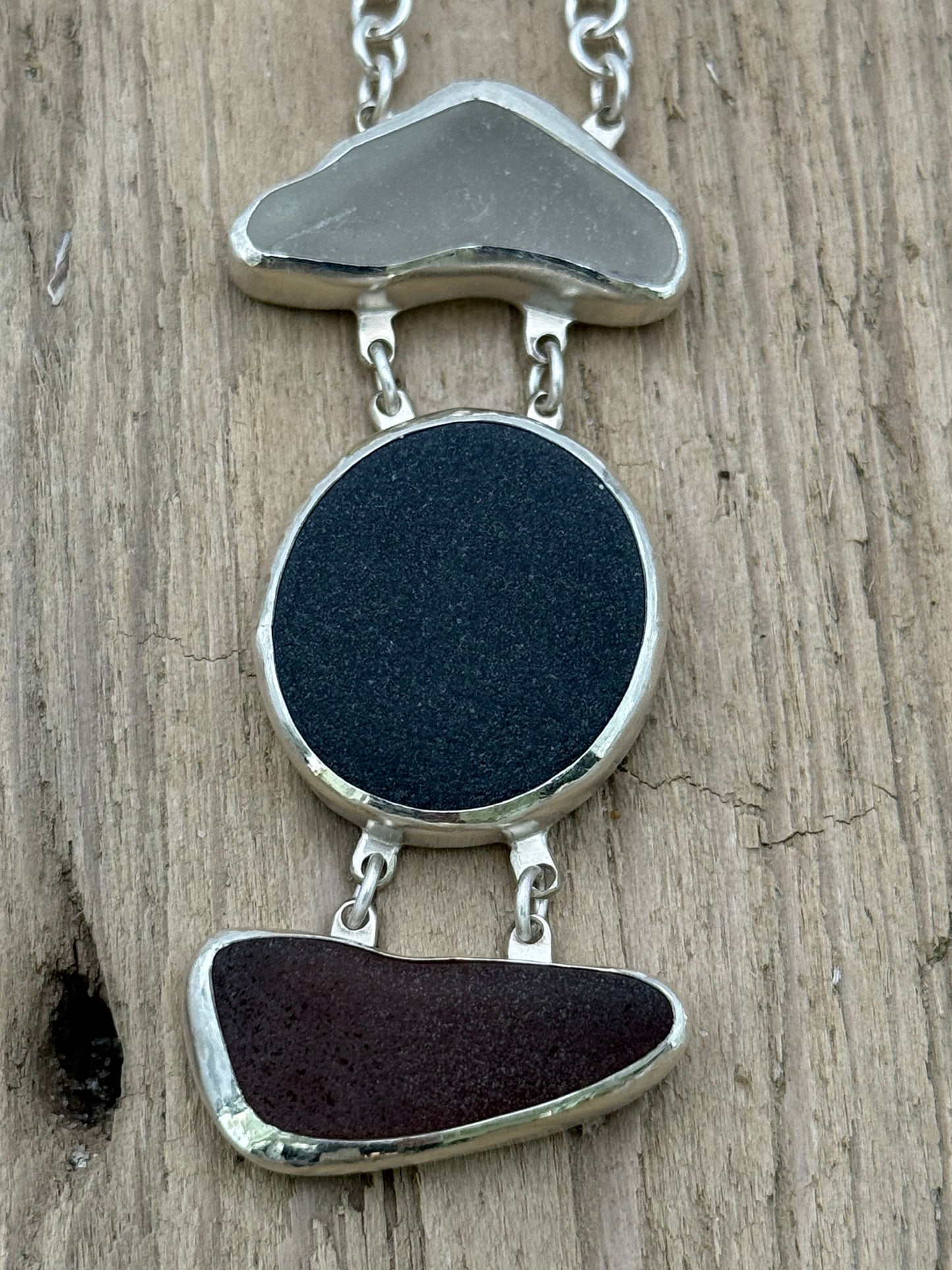 Beach Stone and Sea Glass Pendant