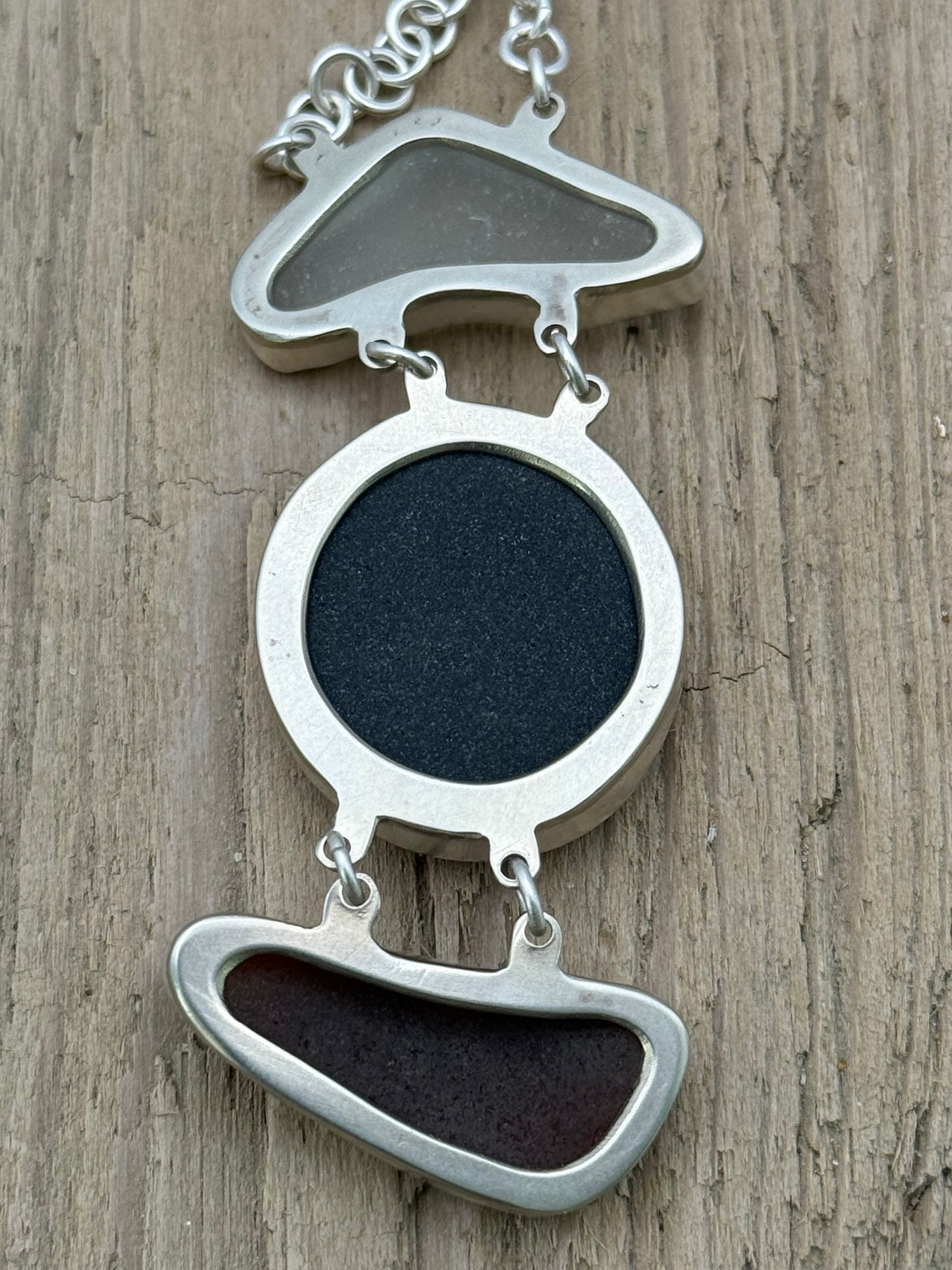Beach Stone and Sea Glass Pendant
