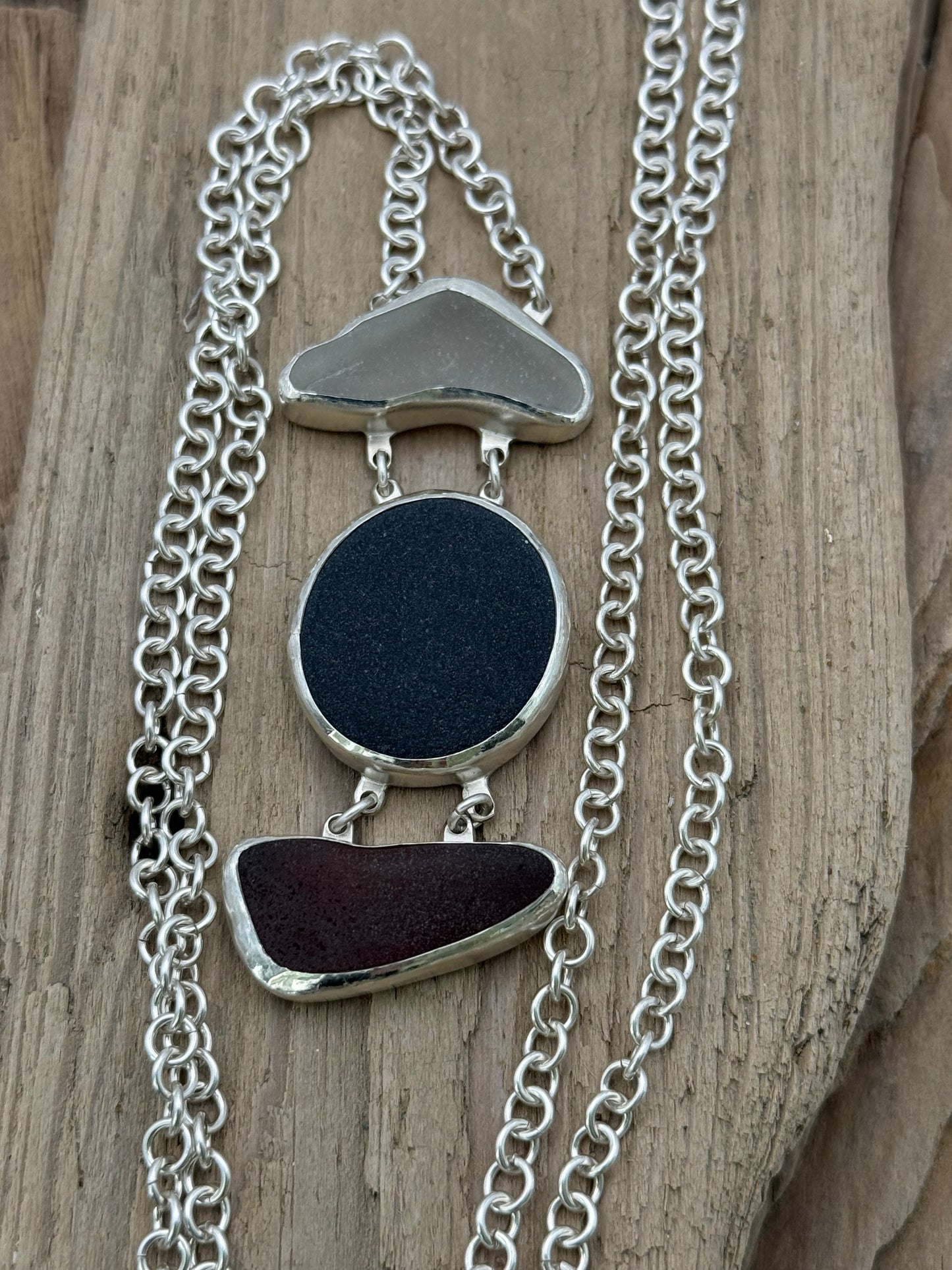 Beach Stone and Sea Glass Pendant