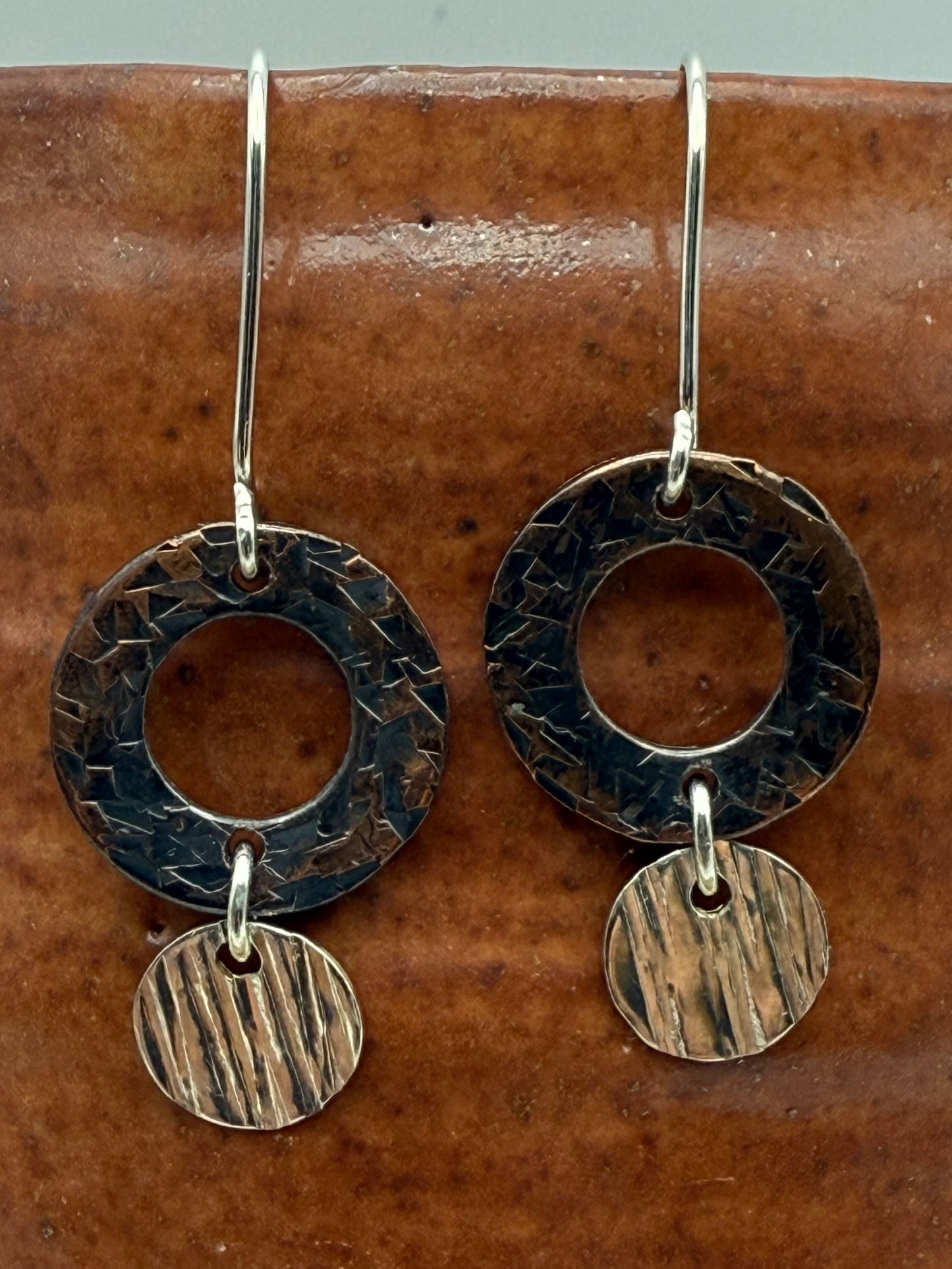Copper Washers with Silver Accents Earrings