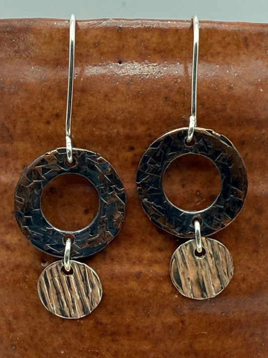 Copper Washers with Silver Accents Earrings