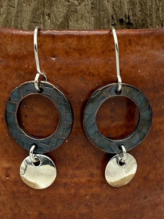 Copper Washers with Silver Accents Earrings
