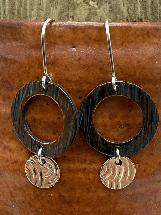 Copper Washers with Silver Accents Earrings