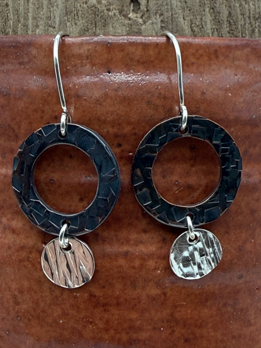 Copper Washers with Silver Accents Earrings