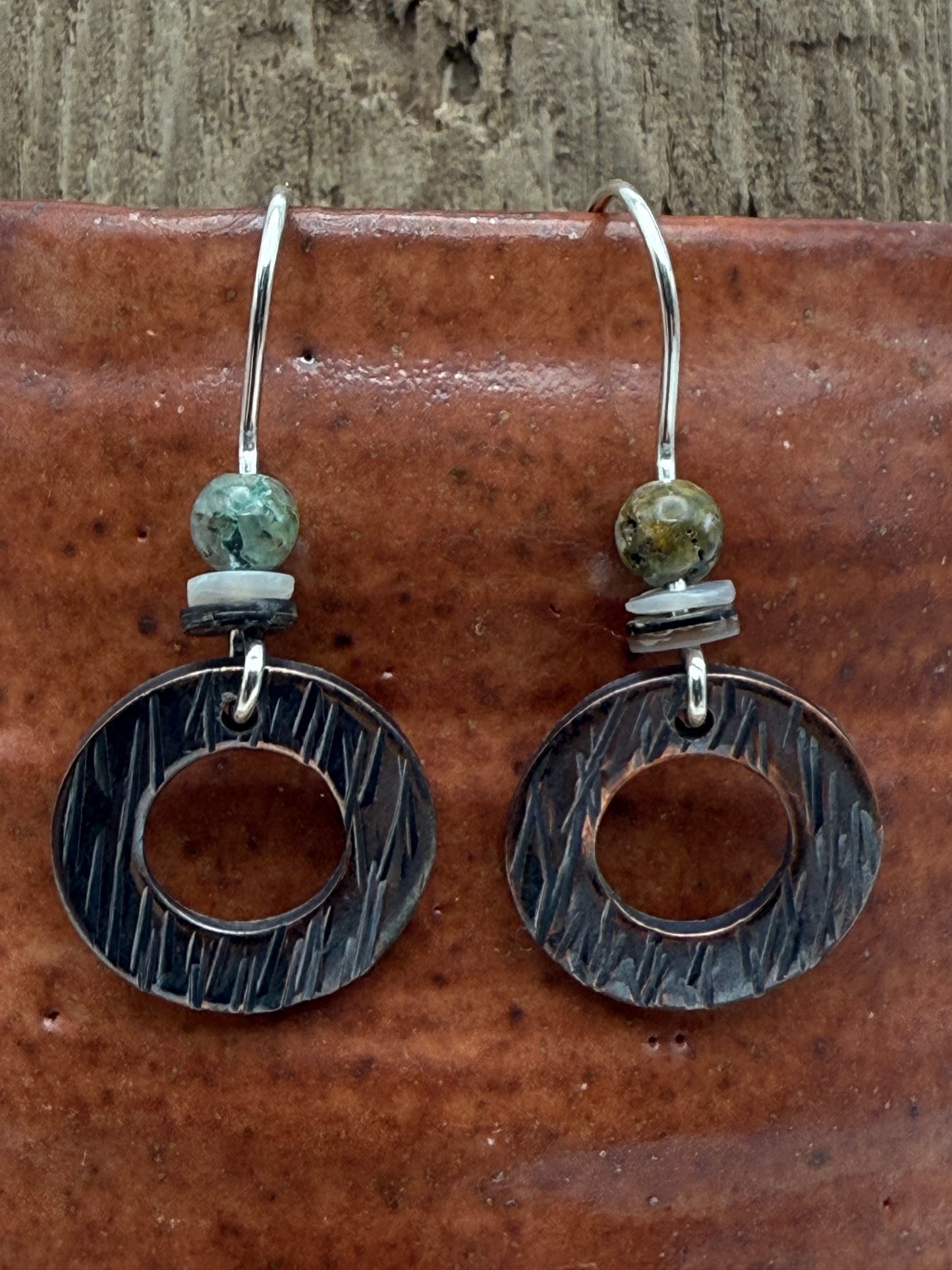 Copper Washer Earrings with Beads