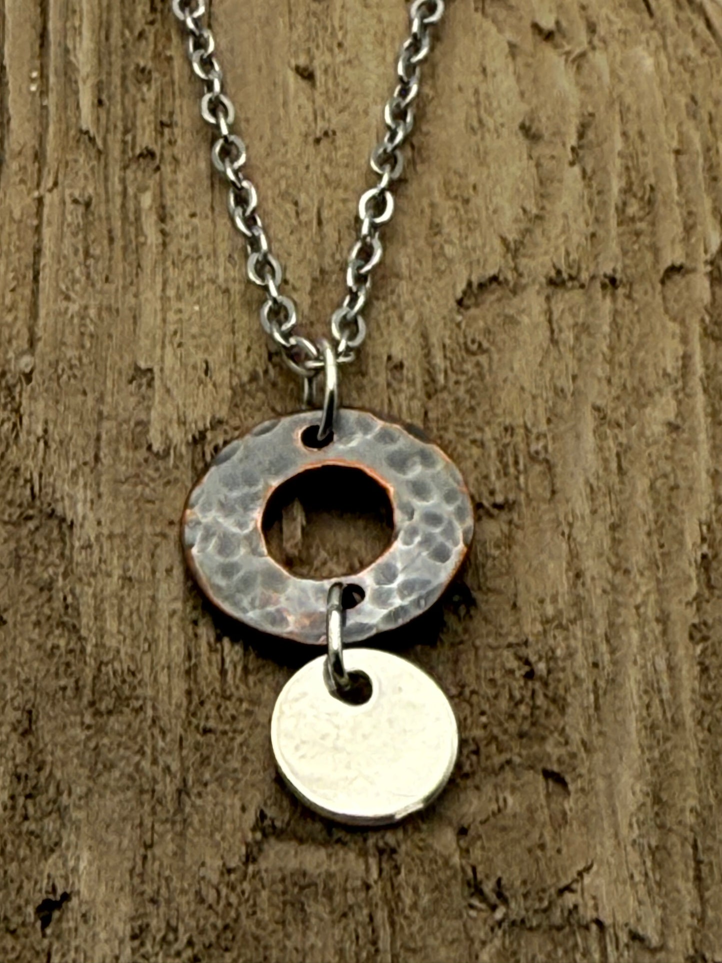 Copper Washer & SS Disc Necklace