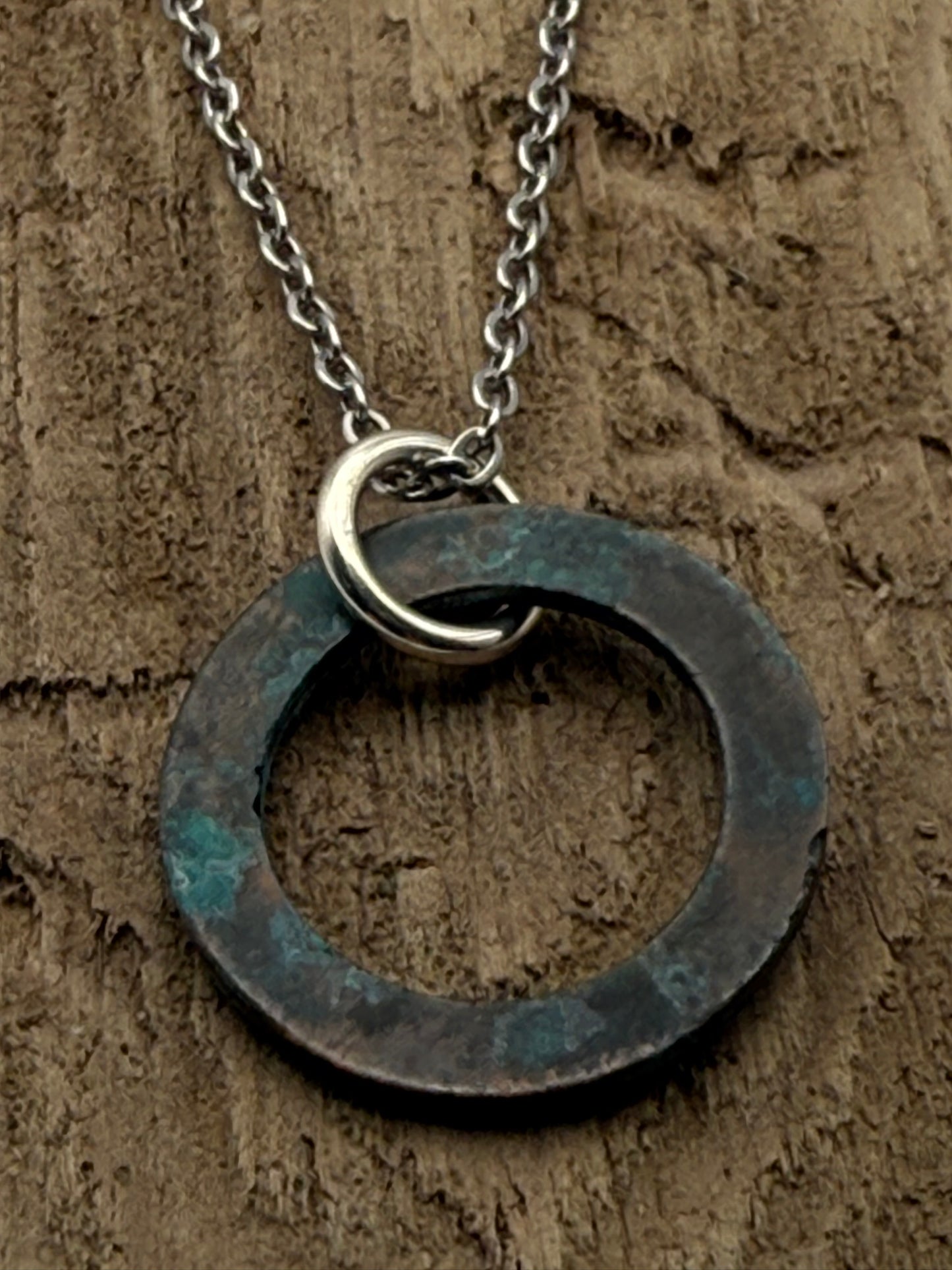 Copper Washer & SS Ring Necklace