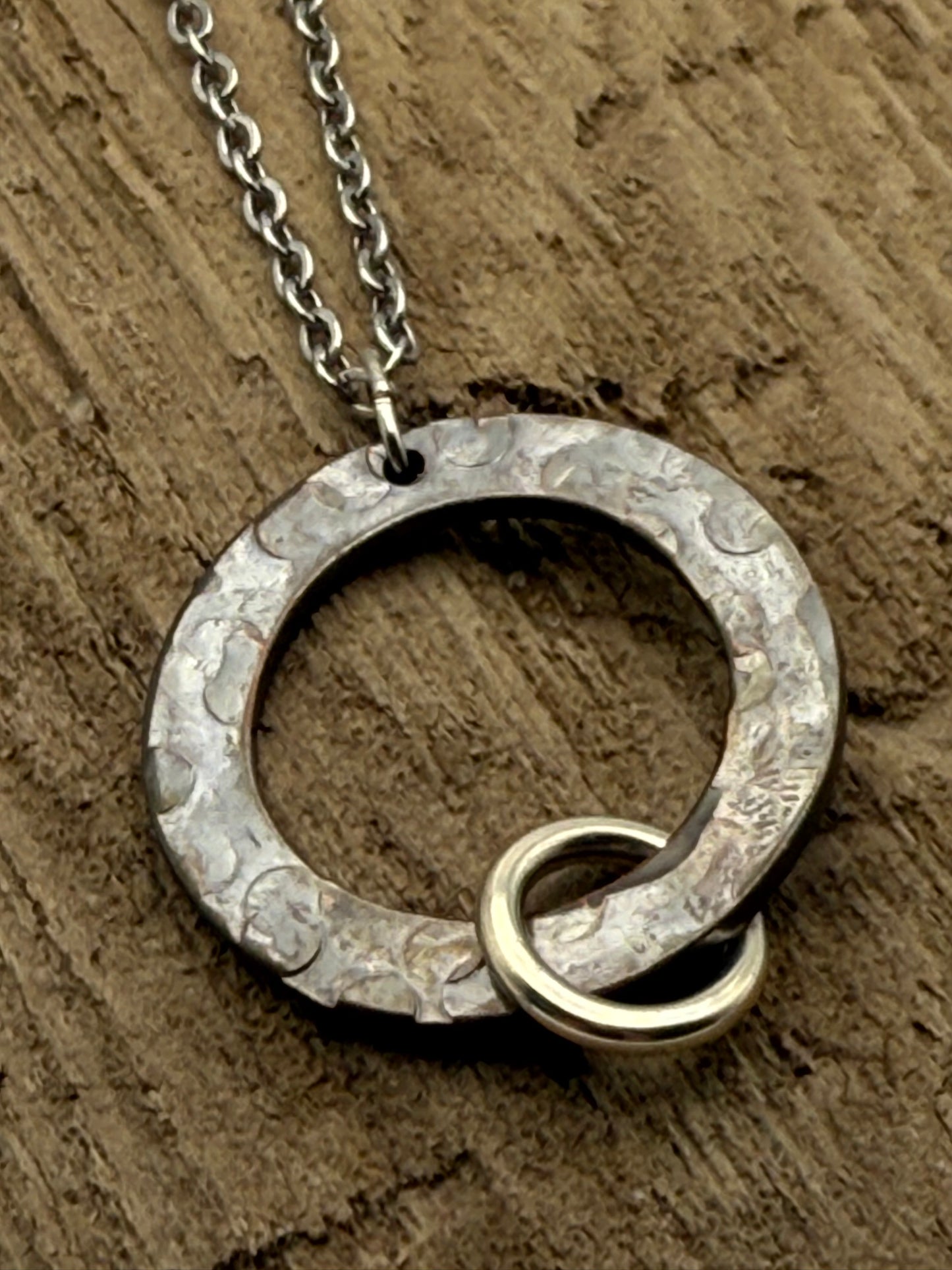 Copper Washer & SS Ring Necklace