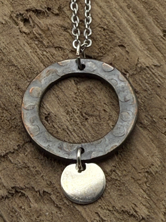 Copper Washer & SS Disc Necklace