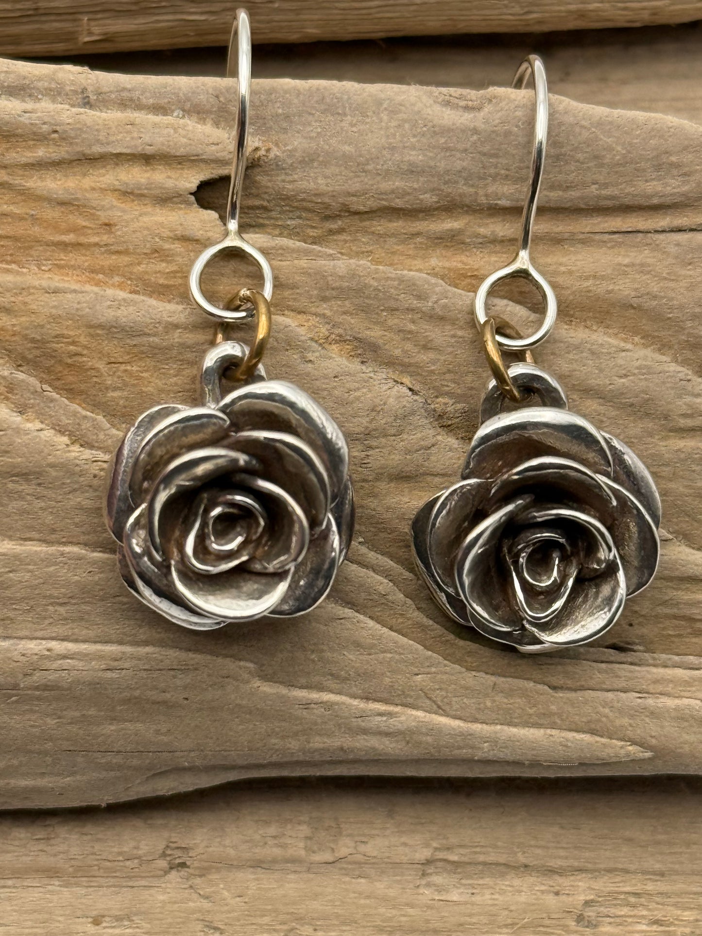 Sterling Silver Rose Earrings