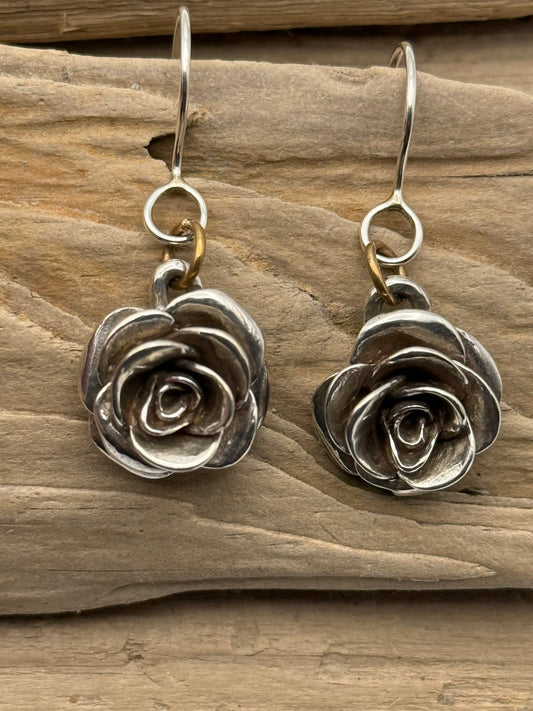 Sterling Silver Rose Earrings