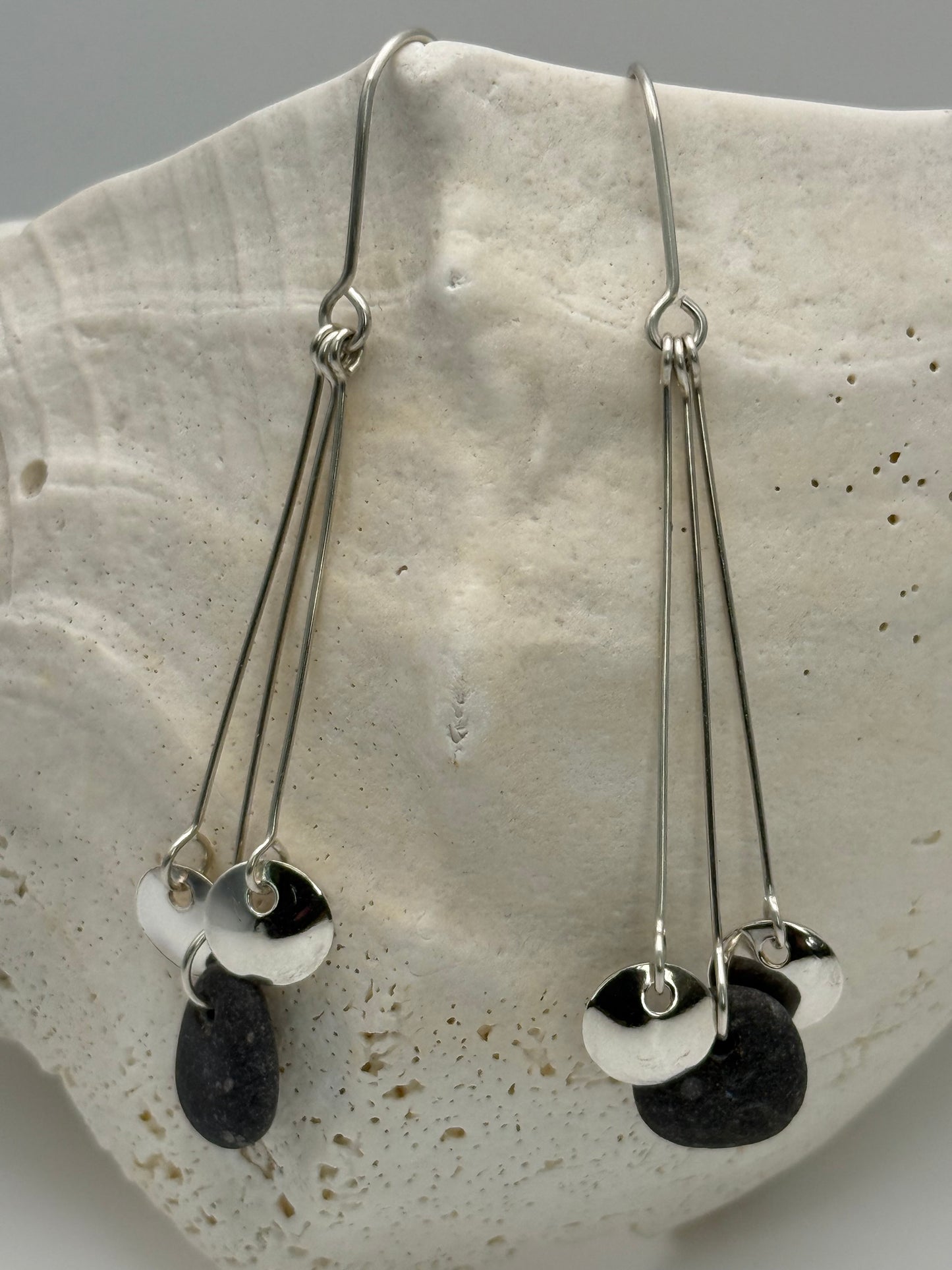Sterling Silver Beach Stone Earrings