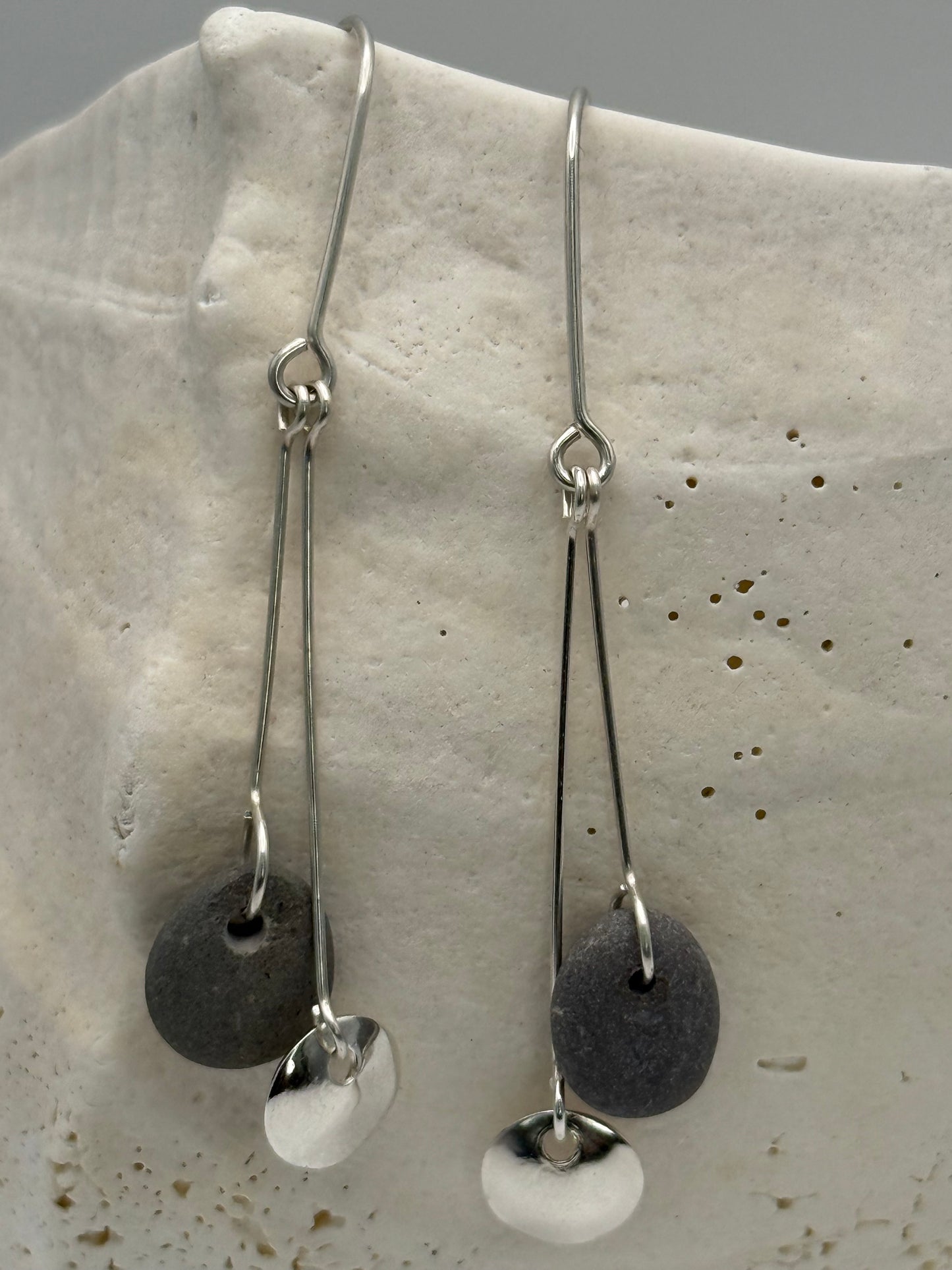 Sterling Silver Beach Stone Earrings