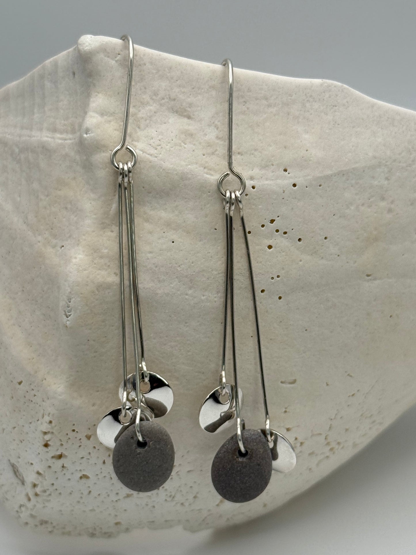Sterling Silver Beach Stone Earrings