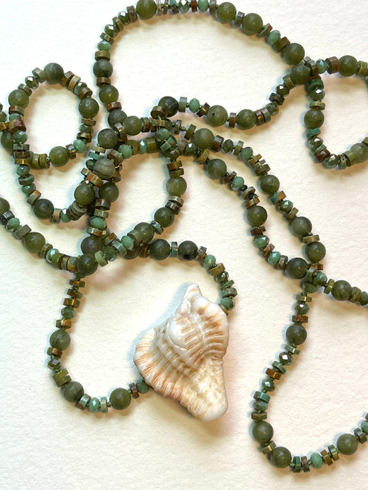 Mermaid Necklace Sea Shell and Stone Beads