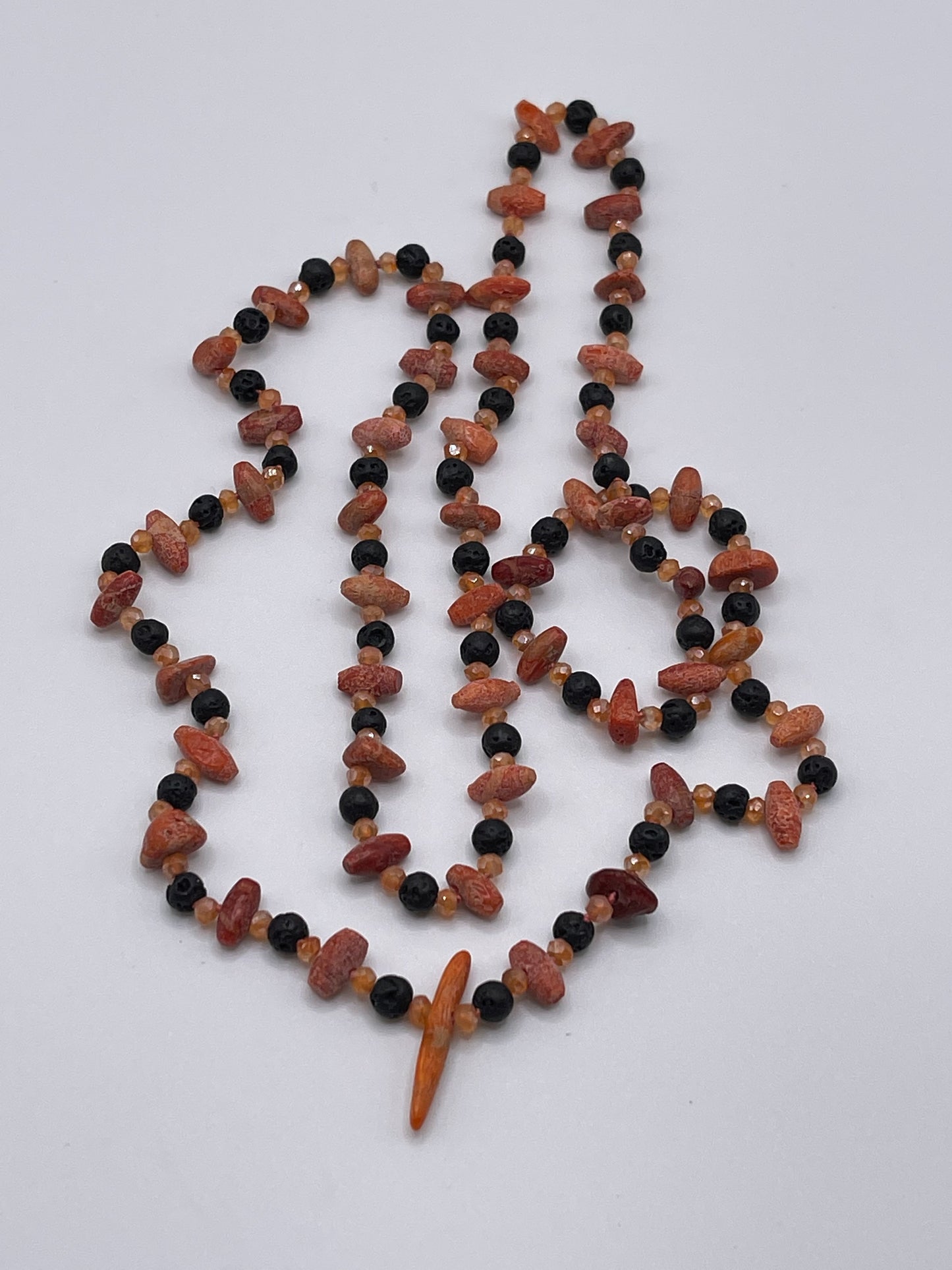 Mermaid Necklace Sea Coral and Lava Stone Beads